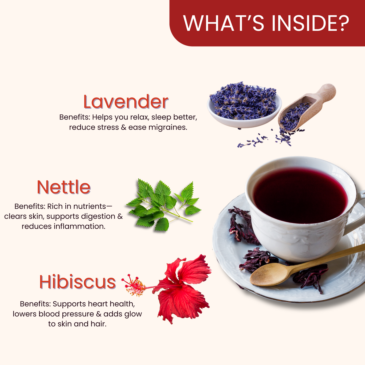 Baan Herbal Tea- Lavender, Nettle, Hibiscus | Anxiety & Migration Relief Tea