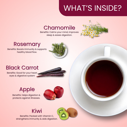 XÓPAN Herbal Tea- Chamomile, Rosemary, Black Carrot | Healthy Sleep & Mind Relaxing Tea