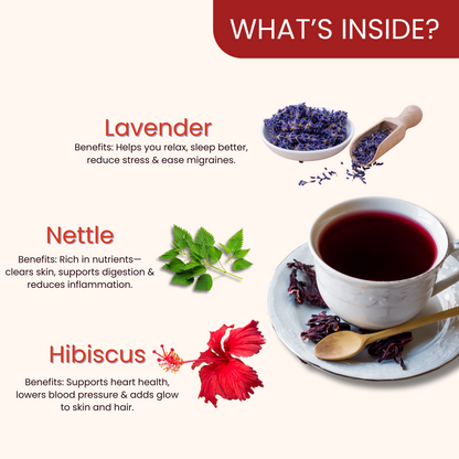 Baan Herbal Tea- Lavender, Nettle, Hibiscus | Anxiety & Migration Relief Tea