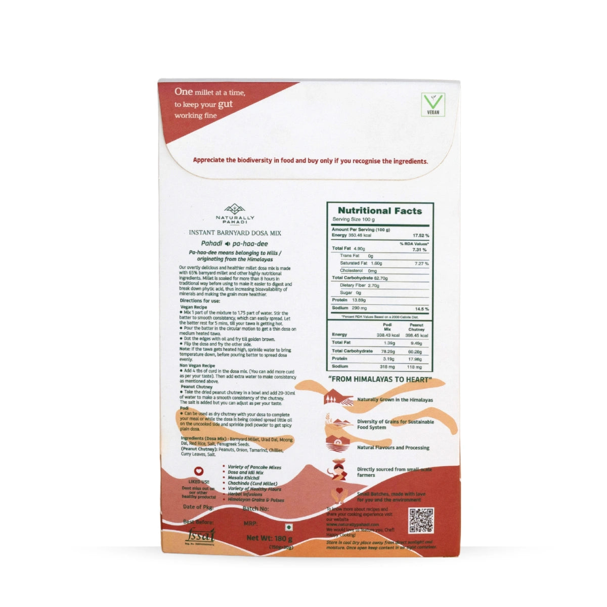 Instant Barnyard Millet Dosa with Podi and Peanut Chutney (310g)