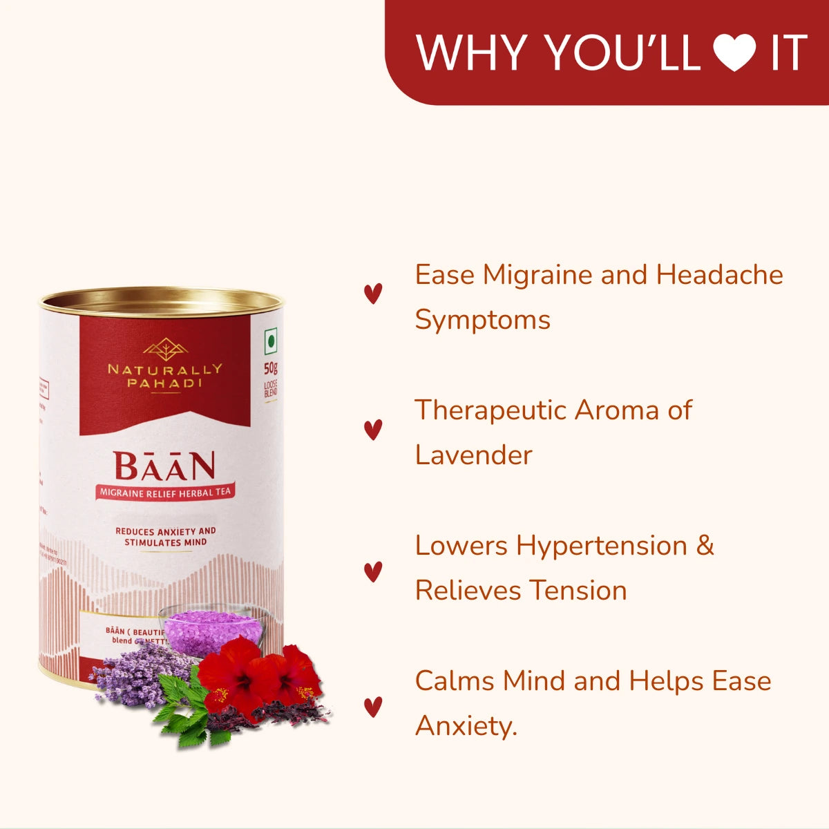 Baan Herbal Tea - Anxiety and Migraine Relief Tea (50g)