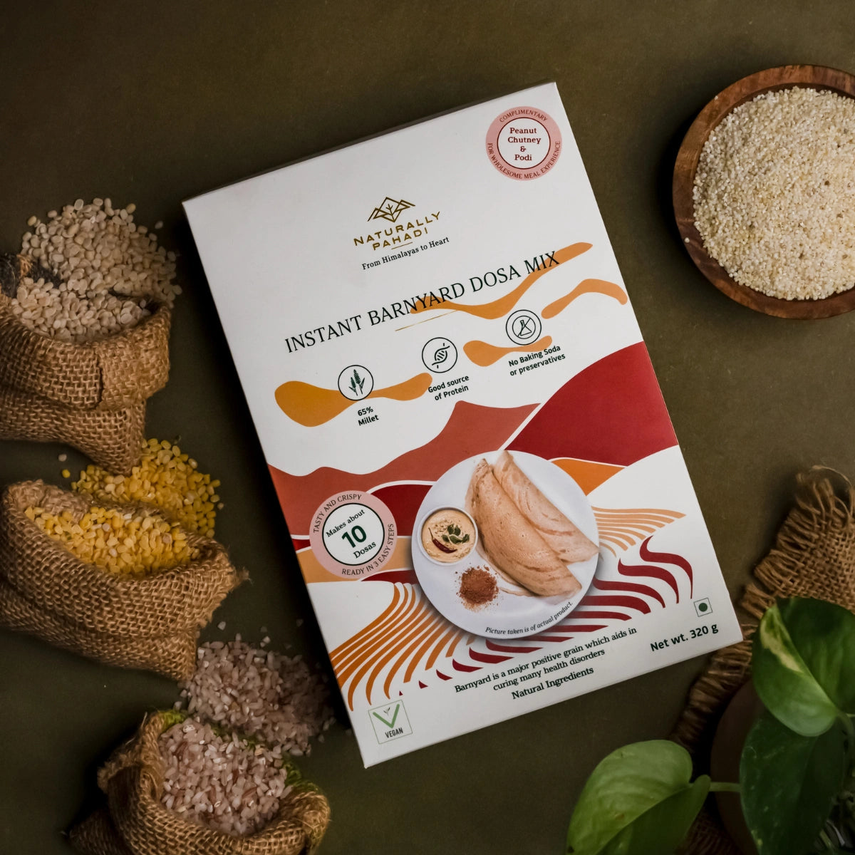 Instant Barnyard Millet Dosa with Podi and Peanut Chutney (310g)