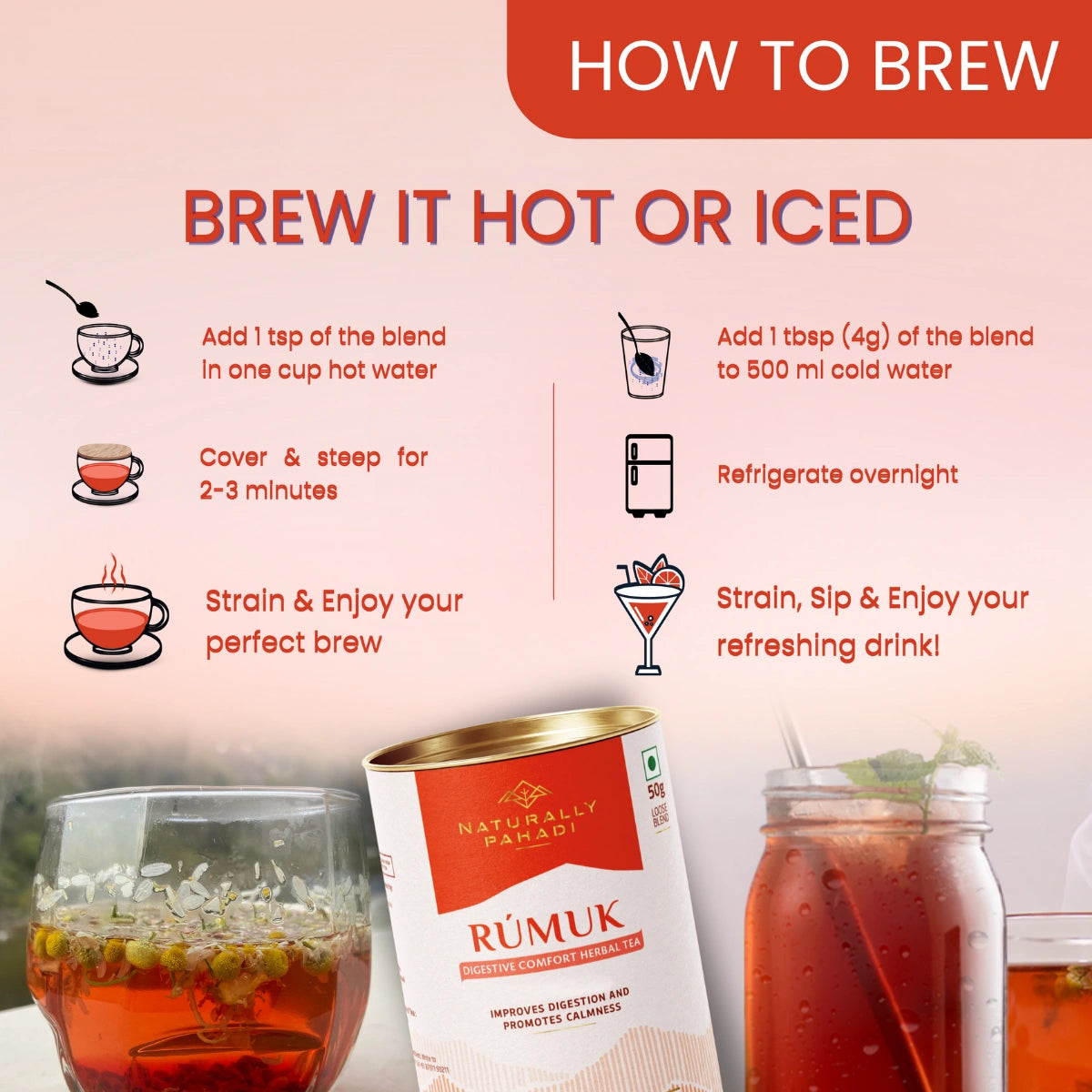 Rumukh Herbal Tea -  For Better Digestion and Gut Health - (50g)