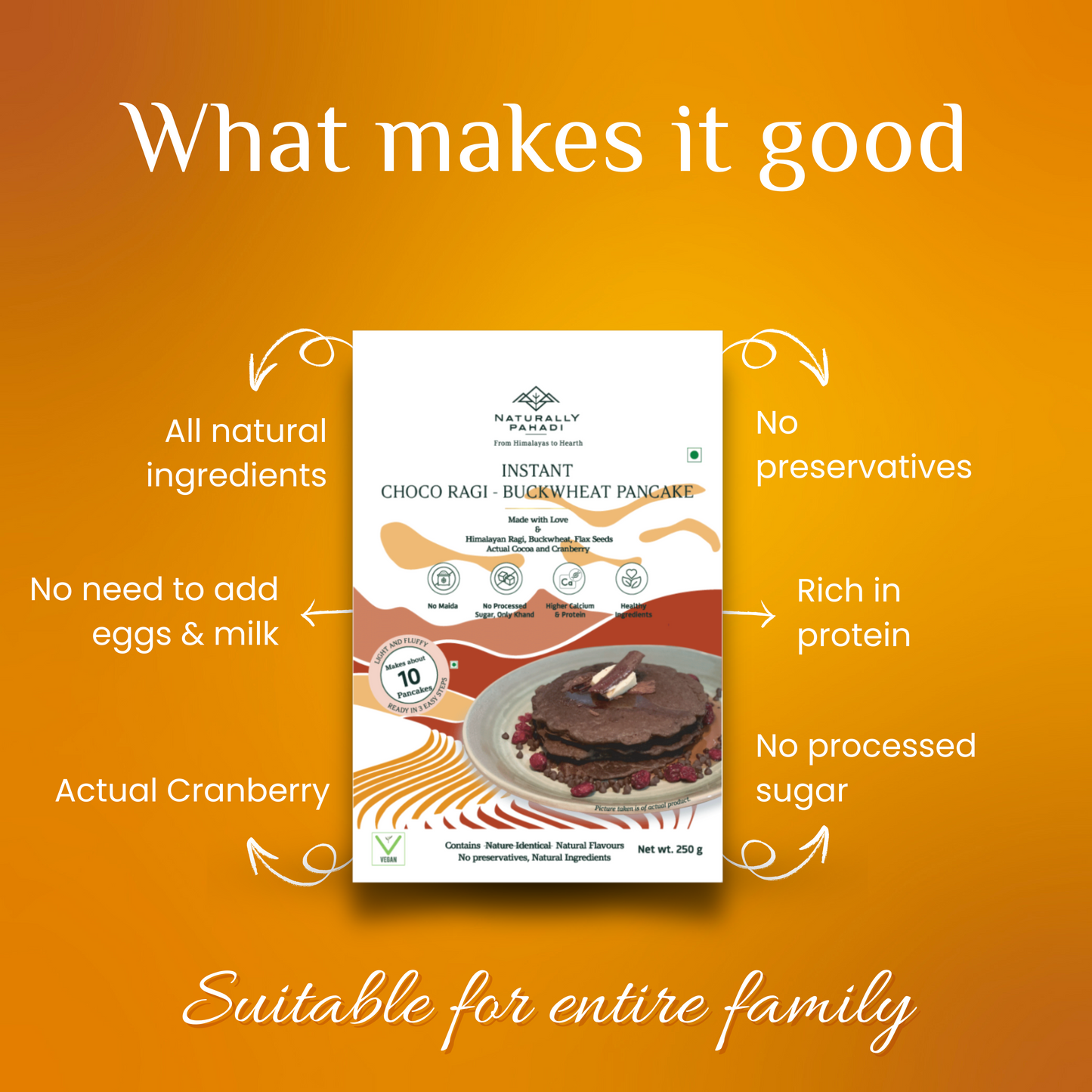 Instant Choco Ragi Buckwheat Pancake Mix - (High Protein Breakfast)