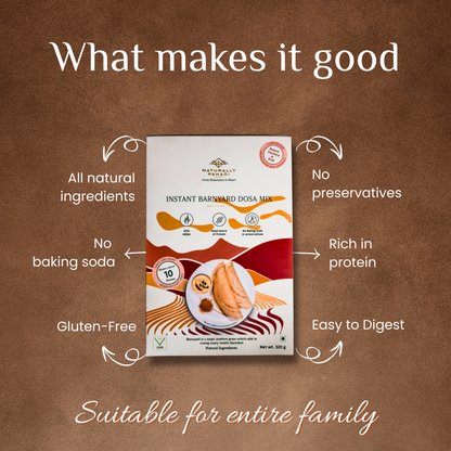 Instant Barnyard Millet Dosa Mix with Peanut Chutney and Podi.