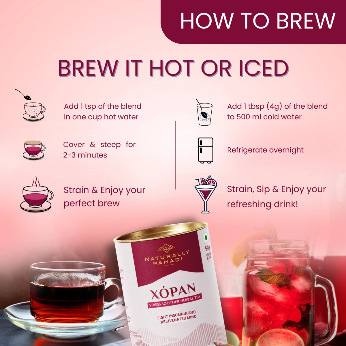 Xopan Herbal Tea - Calms Mind Helps Sleep Naturally - (50g)