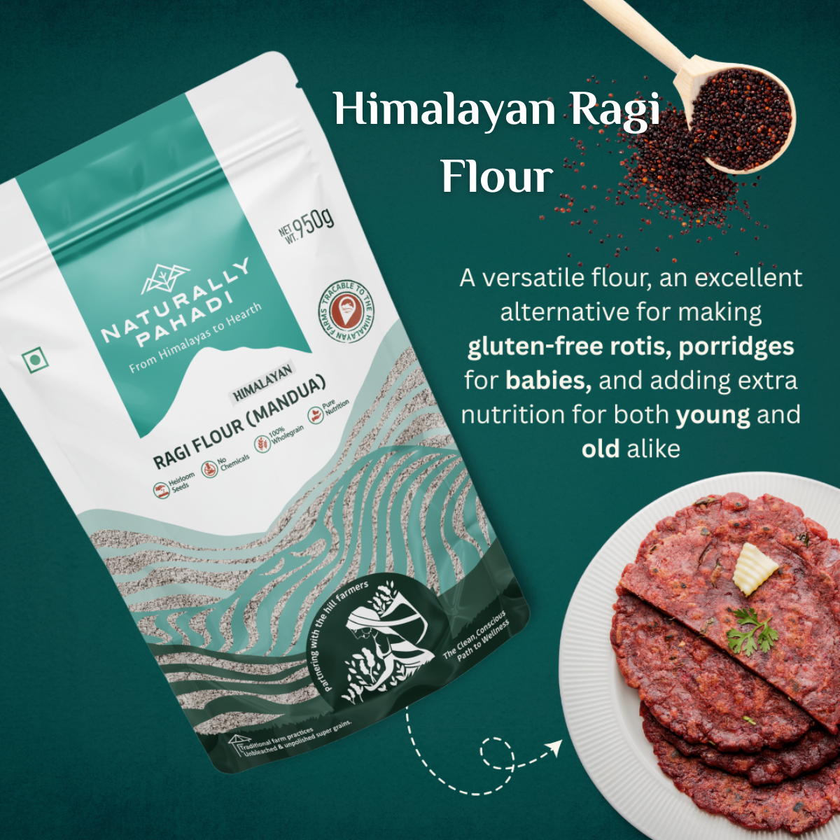 Himalayan Ragi  Flour - Finger Millet (950g)